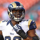 Defensive end Michael Sam #96 of the St. Louis Rams reacts during pregame workouts before his team met the Miami Dolphins at Sun Life Stadium on August 28, 2014 in Miami Gardens, Fla.
Marc Serota/Getty Images